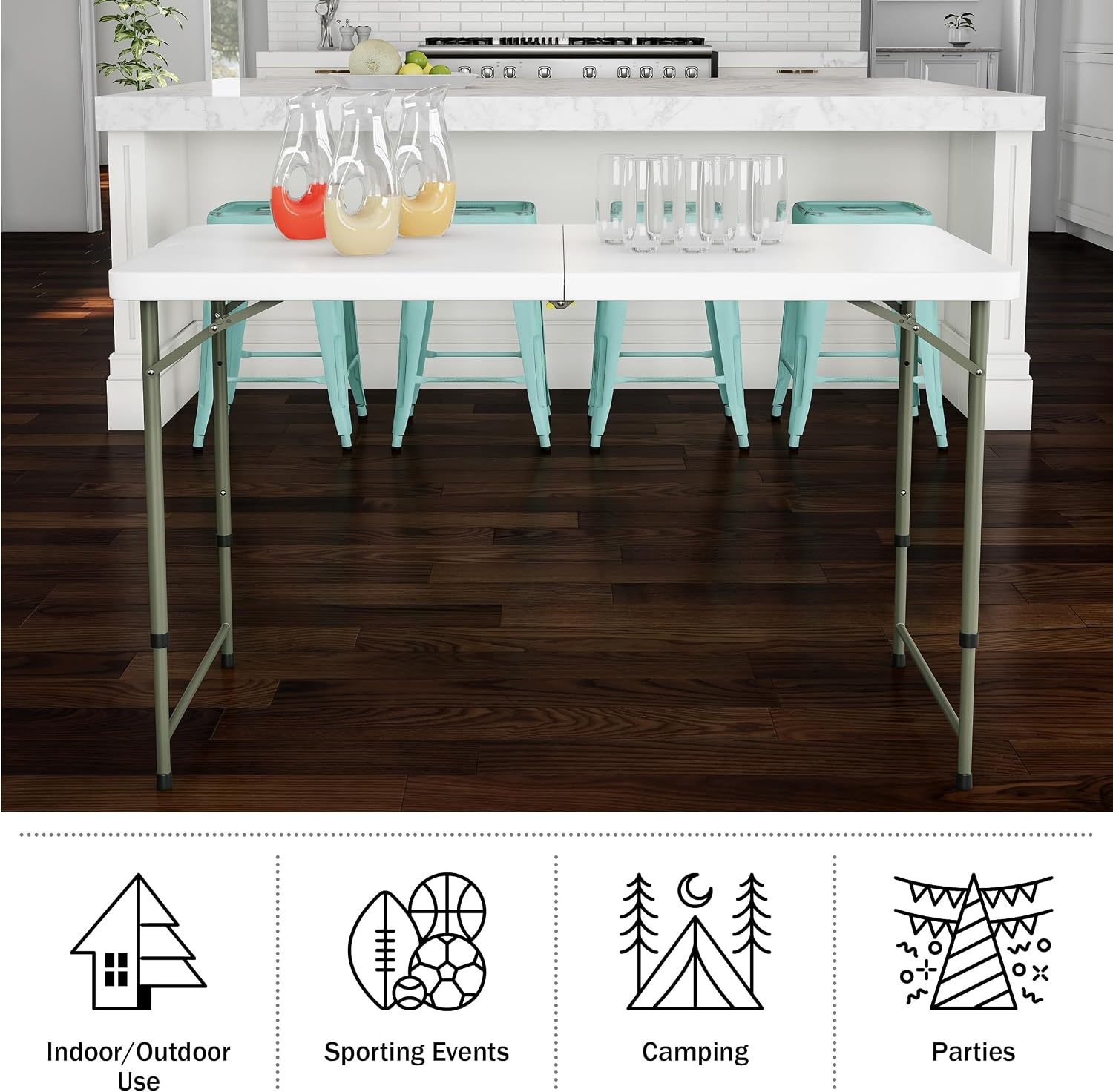 image:imageLavish Home Indoor amp Outdoor Portable Folding Table Black 6ftWhite