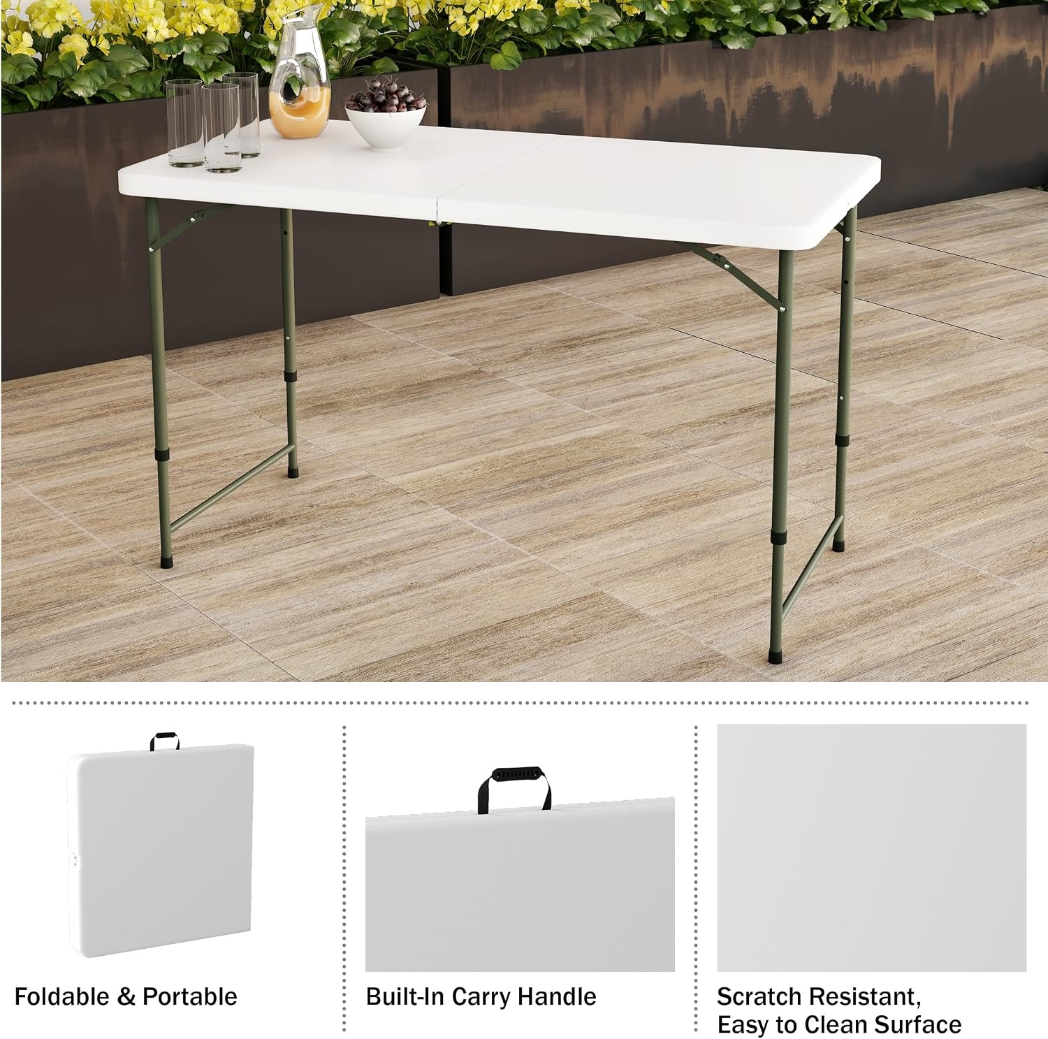 image:imageLavish Home Indoor amp Outdoor Portable Folding Table Black 6ftWhite