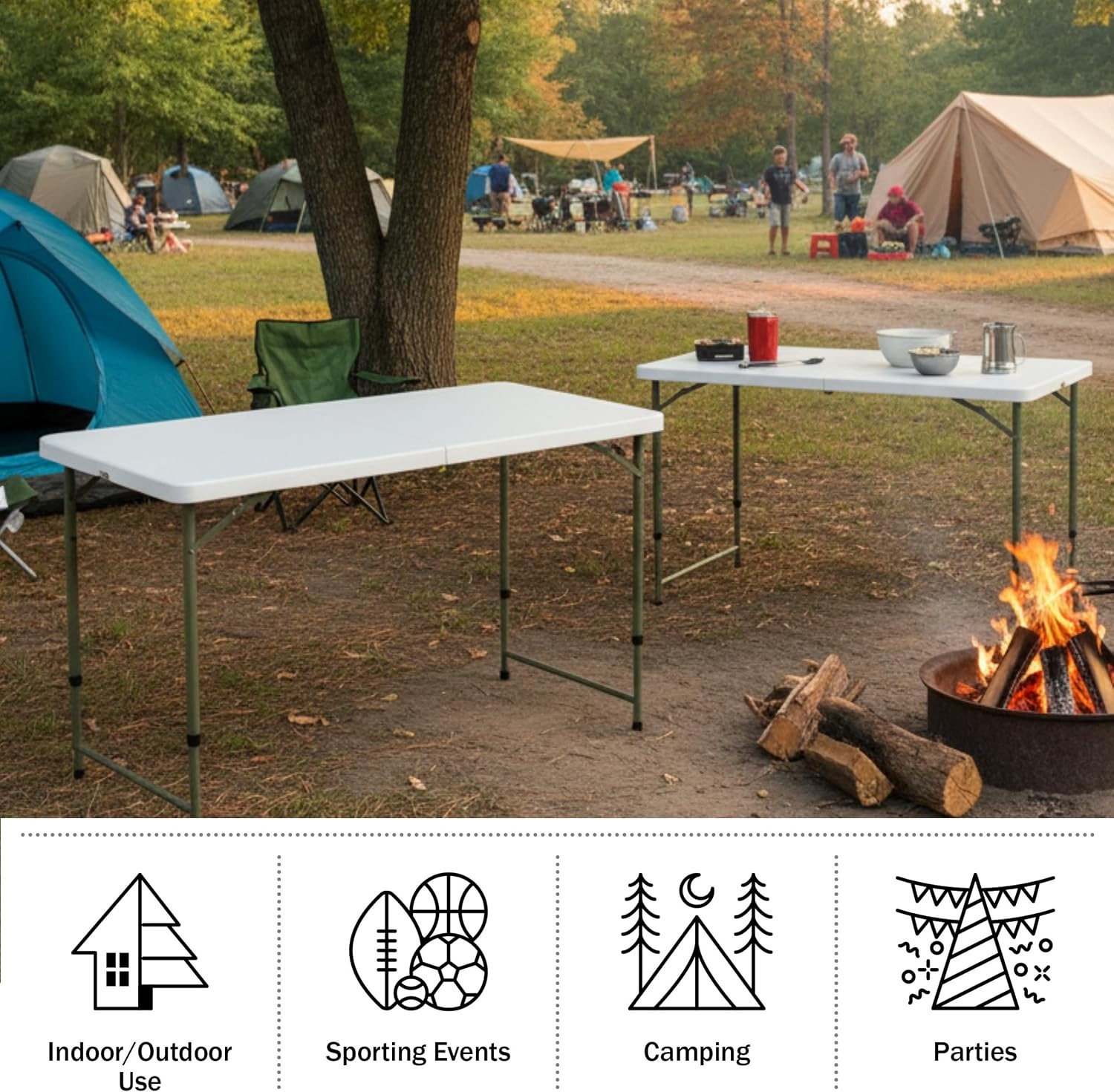image:imageLavish Home Indoor amp Outdoor Portable Folding Table Black 6ftWhite