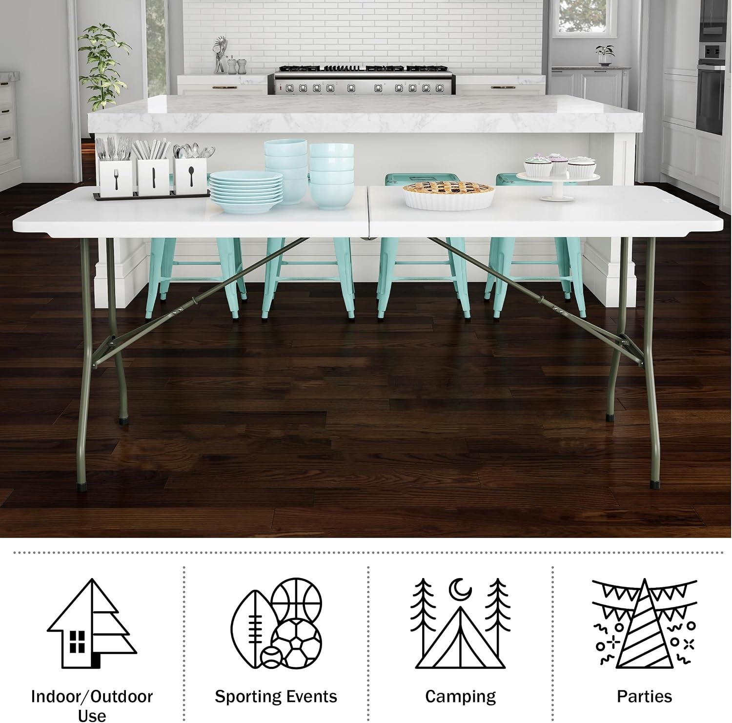 image:imageLavish Home Indoor amp Outdoor Portable Folding Table Black 6ftWhite