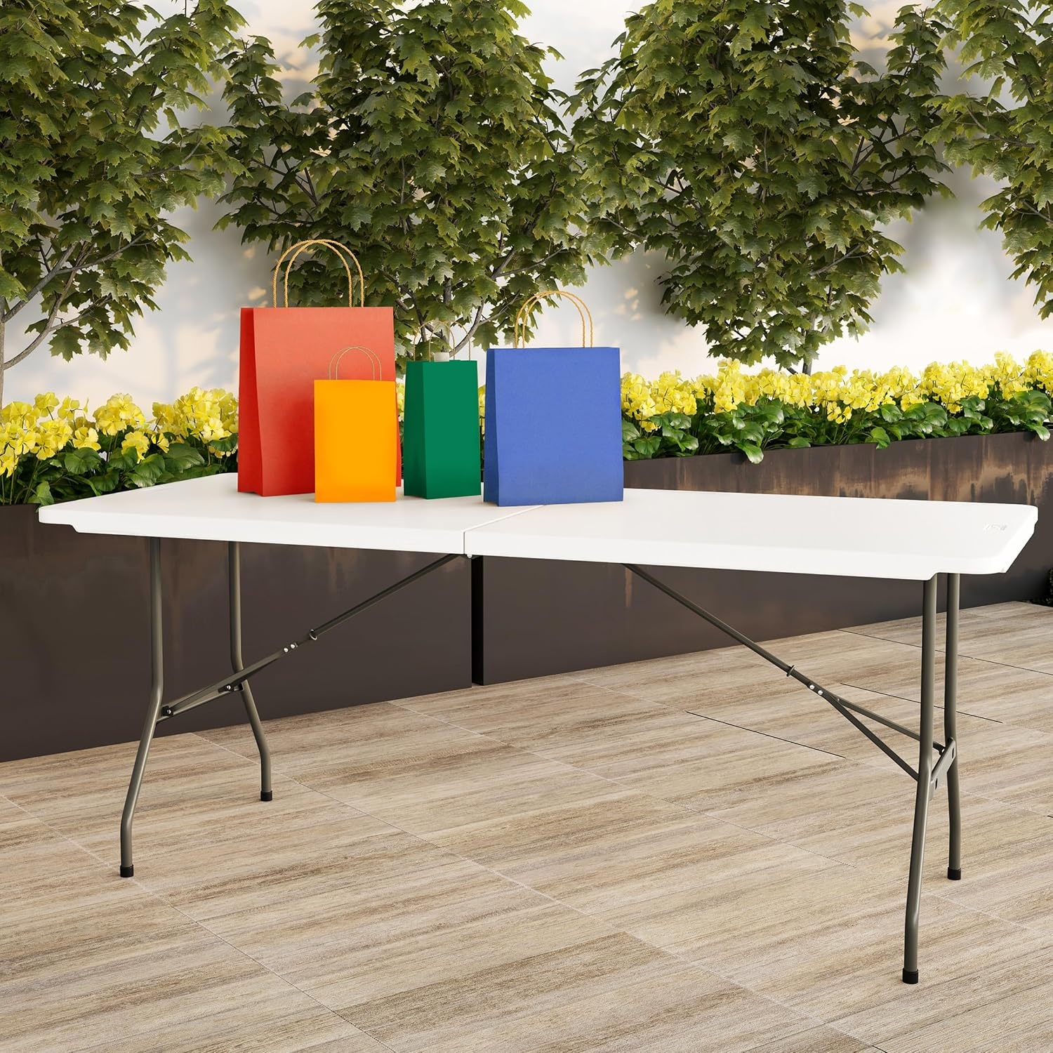 image:imageLavish Home Indoor amp Outdoor Portable Folding Table Black 6ftWhite