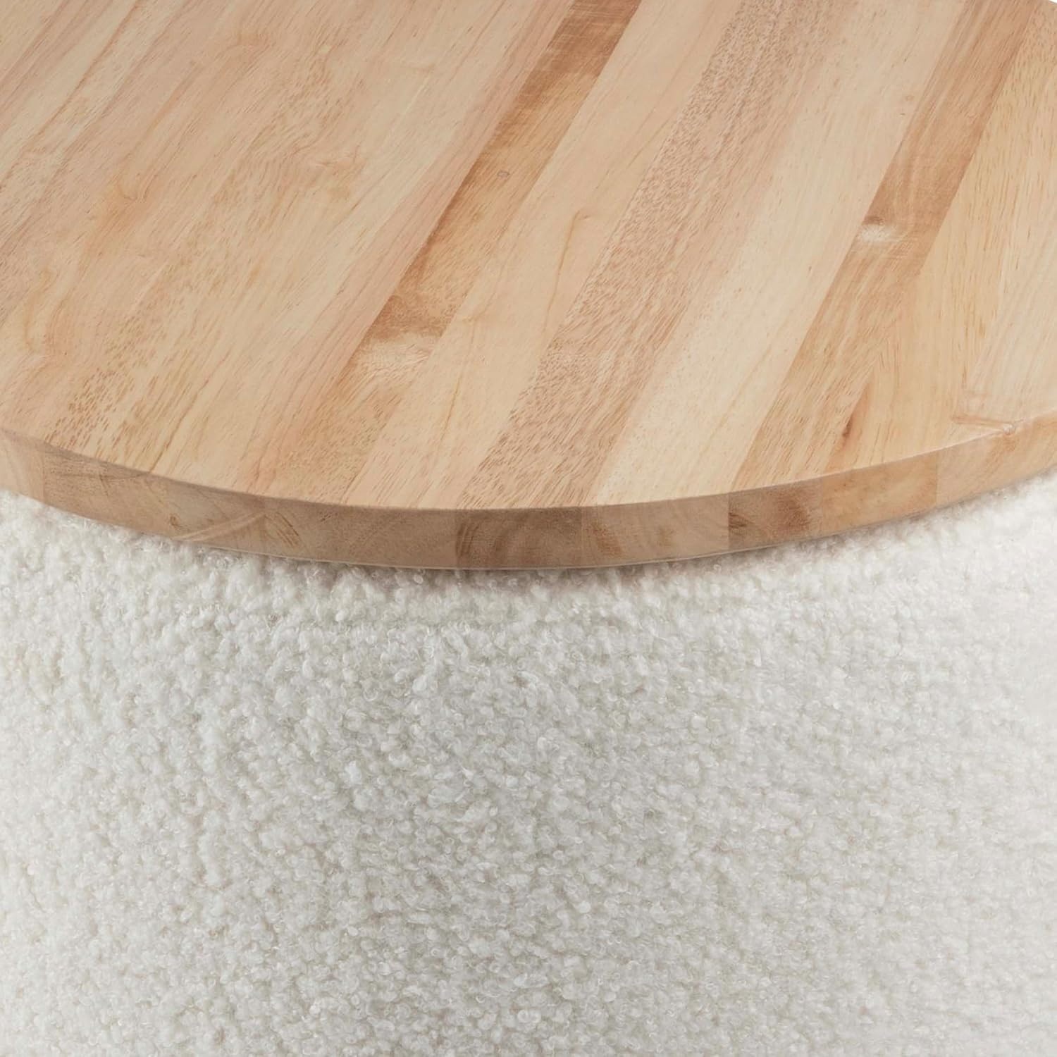 image:imageStorage Ottoman Teddy Fabric Upholstered Ottoman with Wood Top for Living Room Dorm or Apartment Ottomans with Storage by Lavish Home Dark GrayCream