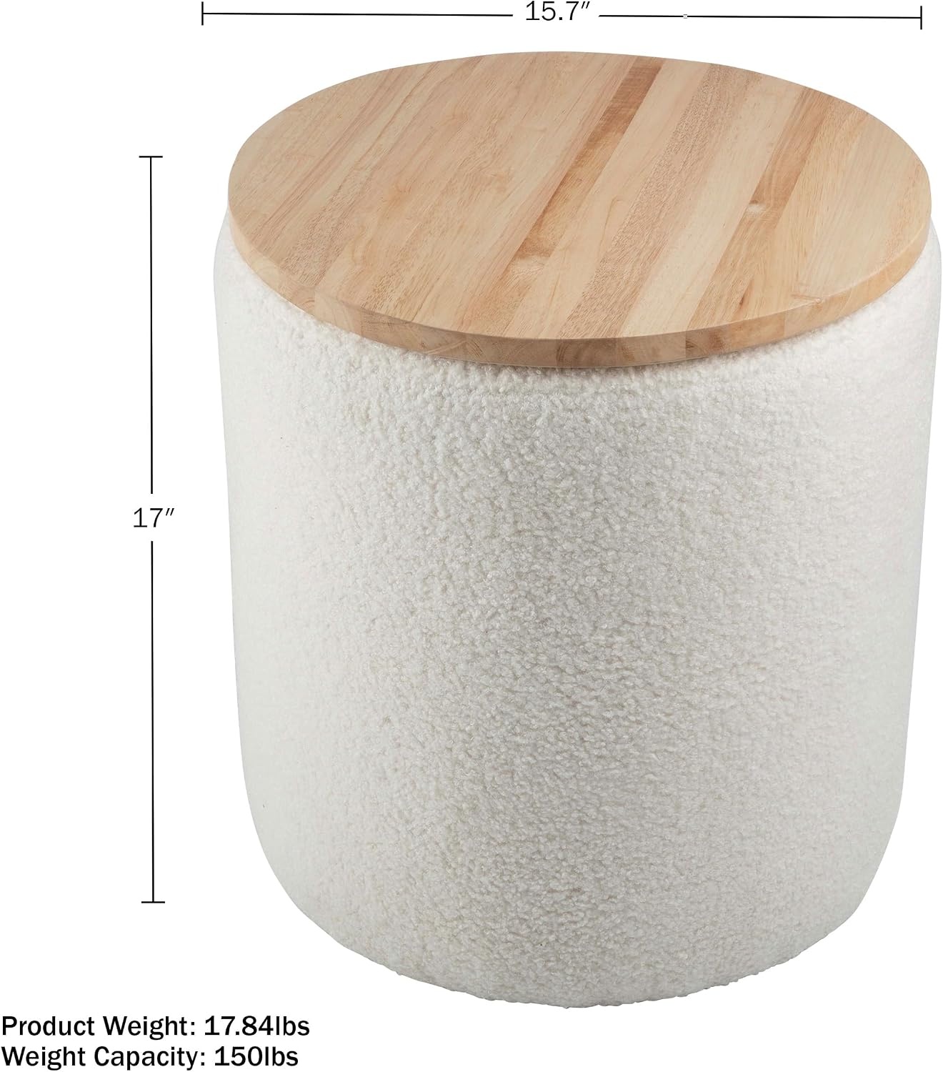 image:imageStorage Ottoman Teddy Fabric Upholstered Ottoman with Wood Top for Living Room Dorm or Apartment Ottomans with Storage by Lavish Home Dark GrayCream