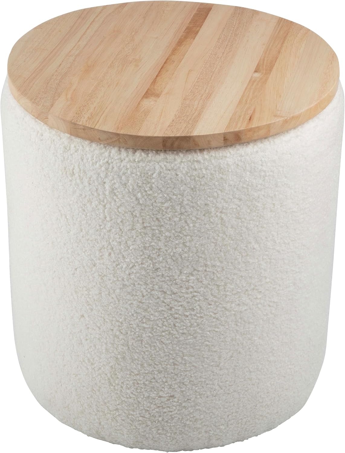 image:imageStorage Ottoman Teddy Fabric Upholstered Ottoman with Wood Top for Living Room Dorm or Apartment Ottomans with Storage by Lavish Home Dark GrayCream