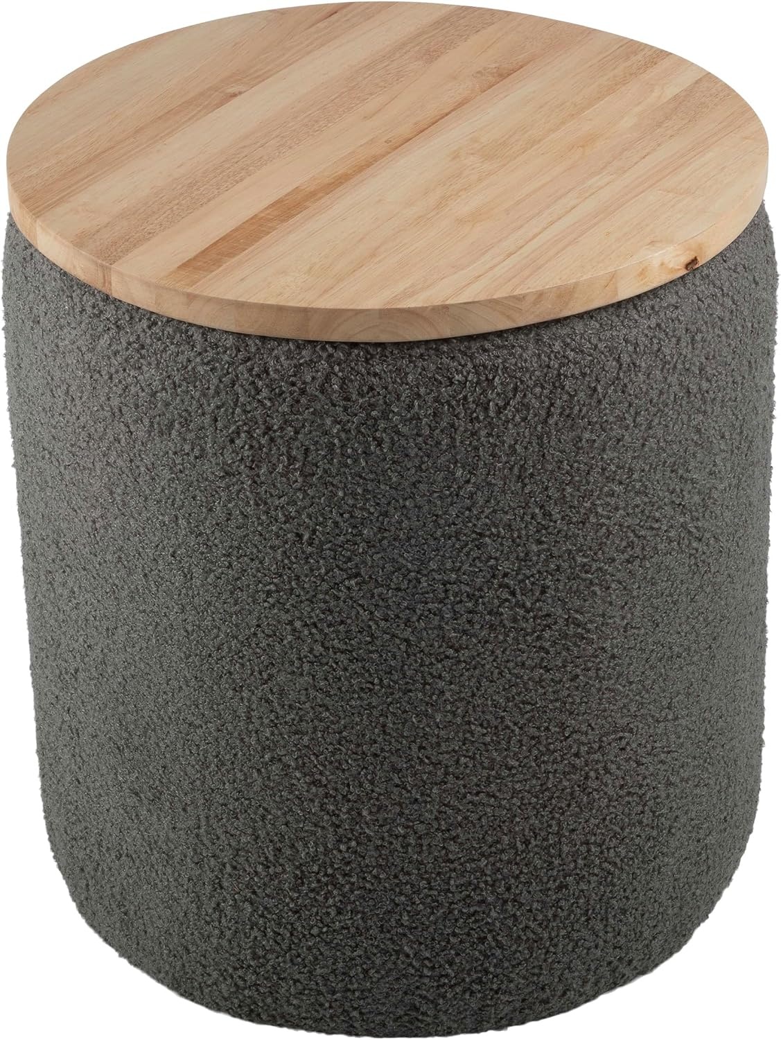 image:imageStorage Ottoman Teddy Fabric Upholstered Ottoman with Wood Top for Living Room Dorm or Apartment Ottomans with Storage by Lavish Home Dark GrayDark Gray