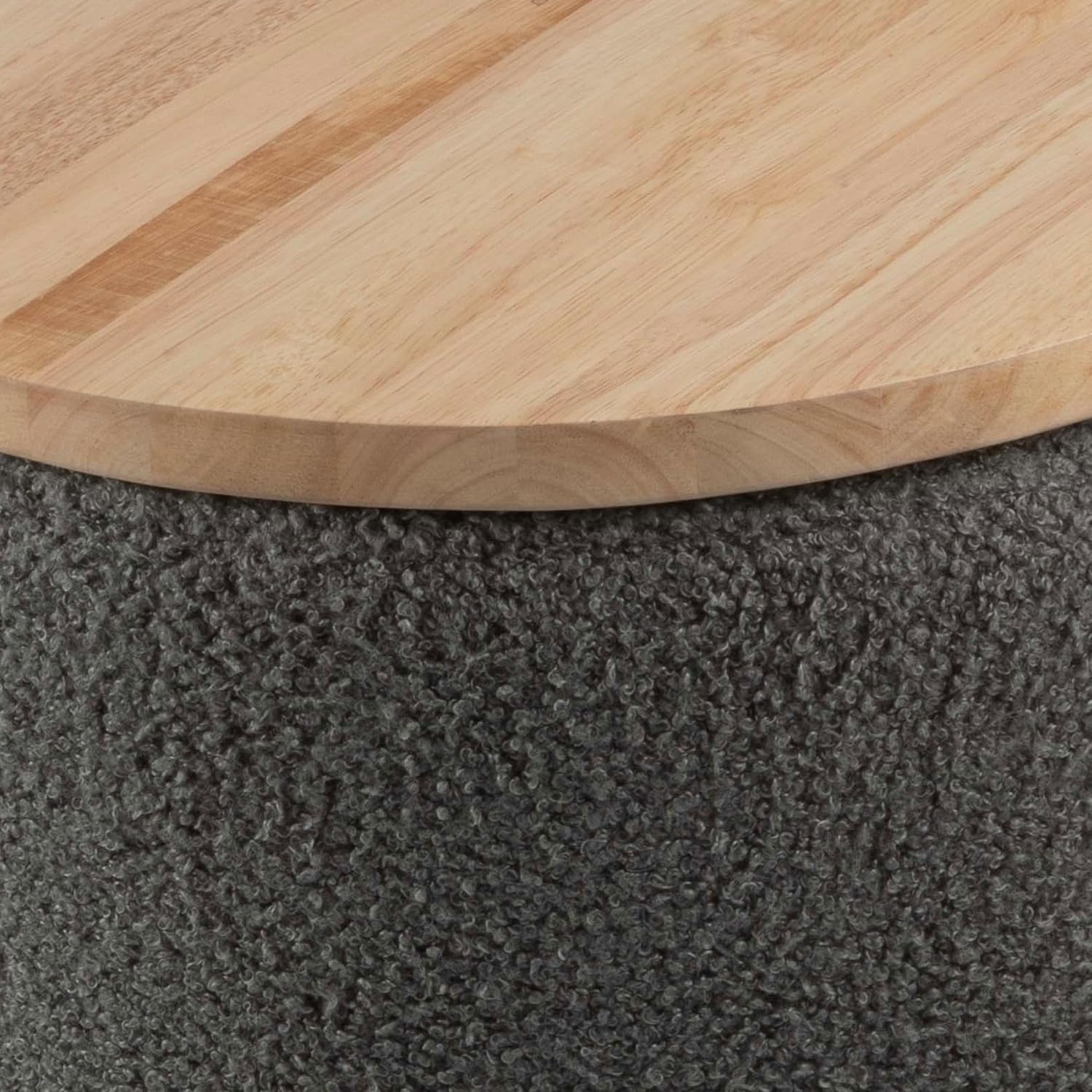 image:imageStorage Ottoman Teddy Fabric Upholstered Ottoman with Wood Top for Living Room Dorm or Apartment Ottomans with Storage by Lavish Home Dark GrayDark Gray