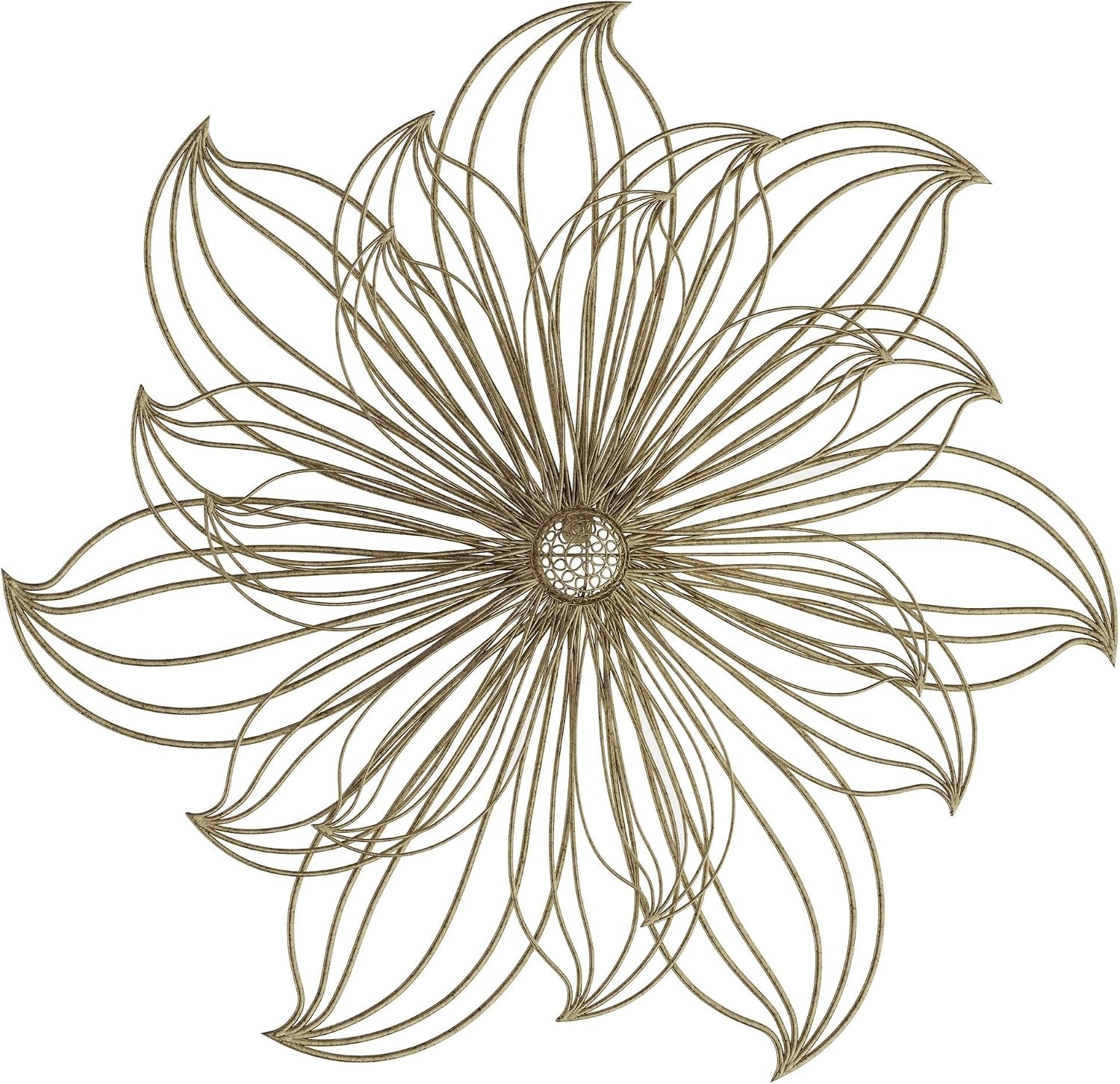 image:imageHome Wall Decor Metallic Layered Wire Spiral Flower Sculpture Contemporary Hanging Accent for Living Room Bedroom or Kitchen by Lavish Gold
