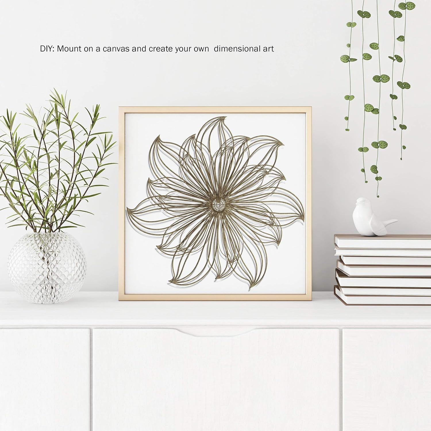 image:imageHome Wall Decor Metallic Layered Wire Spiral Flower Sculpture Contemporary Hanging Accent for Living Room Bedroom or Kitchen by Lavish Gold