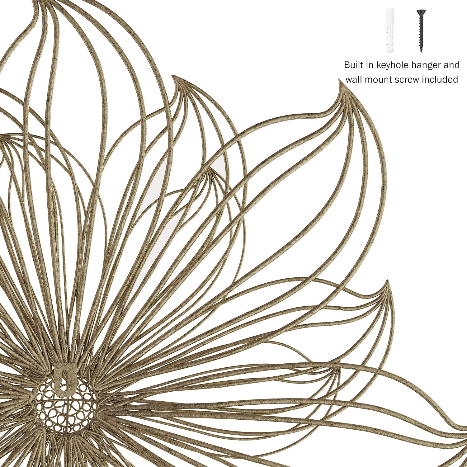 image:imageHome Wall Decor Metallic Layered Wire Spiral Flower Sculpture Contemporary Hanging Accent for Living Room Bedroom or Kitchen by Lavish Gold