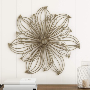 Home Wall Decor – Metallic Layered Wire Spiral Flower Sculpture – Contemporary Hanging Accent for Living Room, Bedroom, or Kitchen by Lavish (Gold)