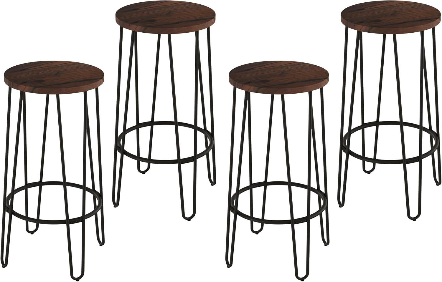 image:imageLavish Home Round 295 Bar Height Bar Stools Set of 4 Dark Walnut