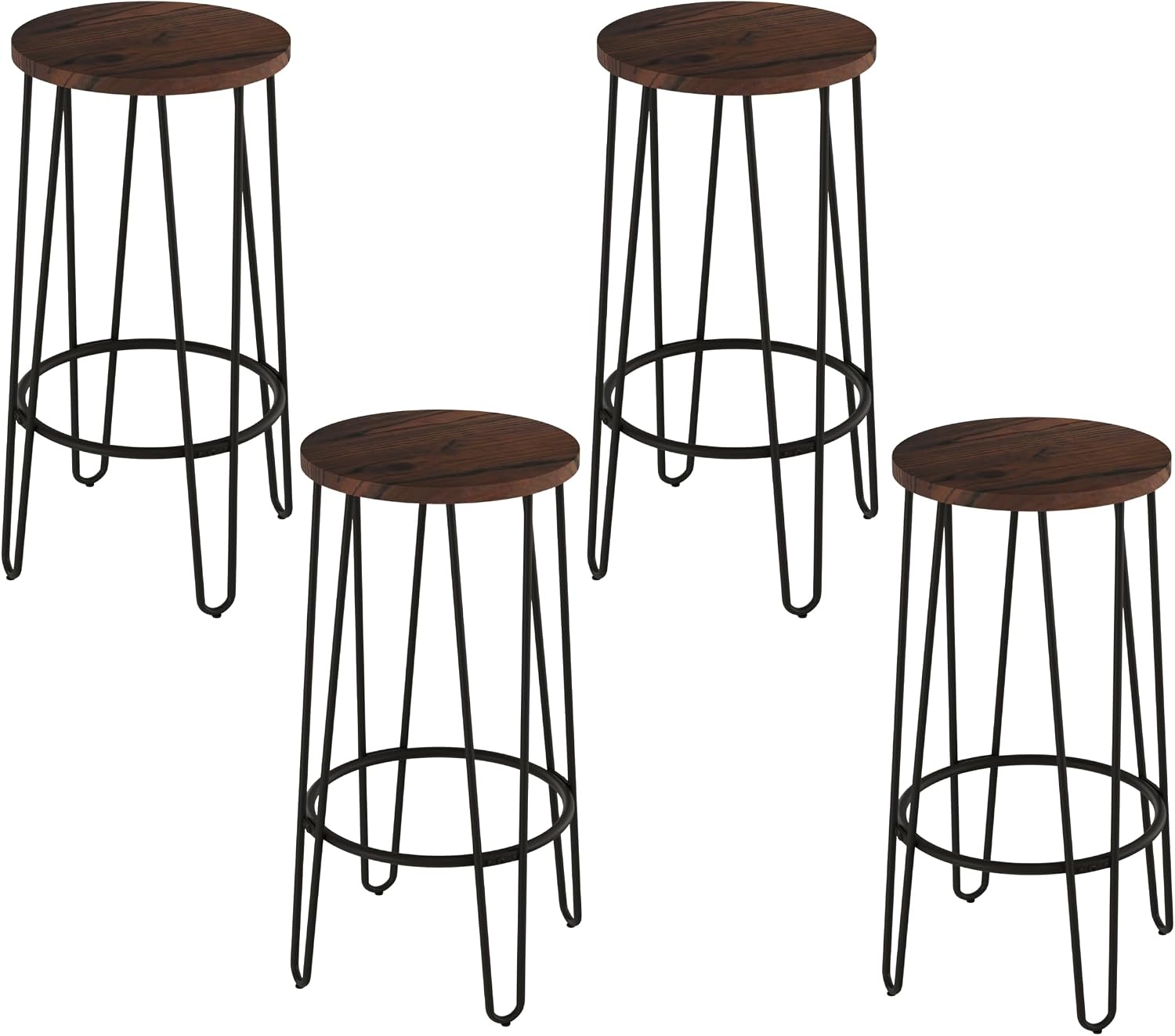 image:imageLavish Home Round 295 Bar Height Bar Stools Set of 4 Dark Walnut