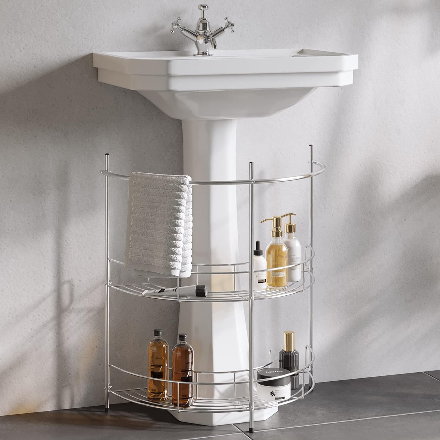 image:imageLavish Home Pedestal Sink Organizer Silver 2125 x 11 x 2325