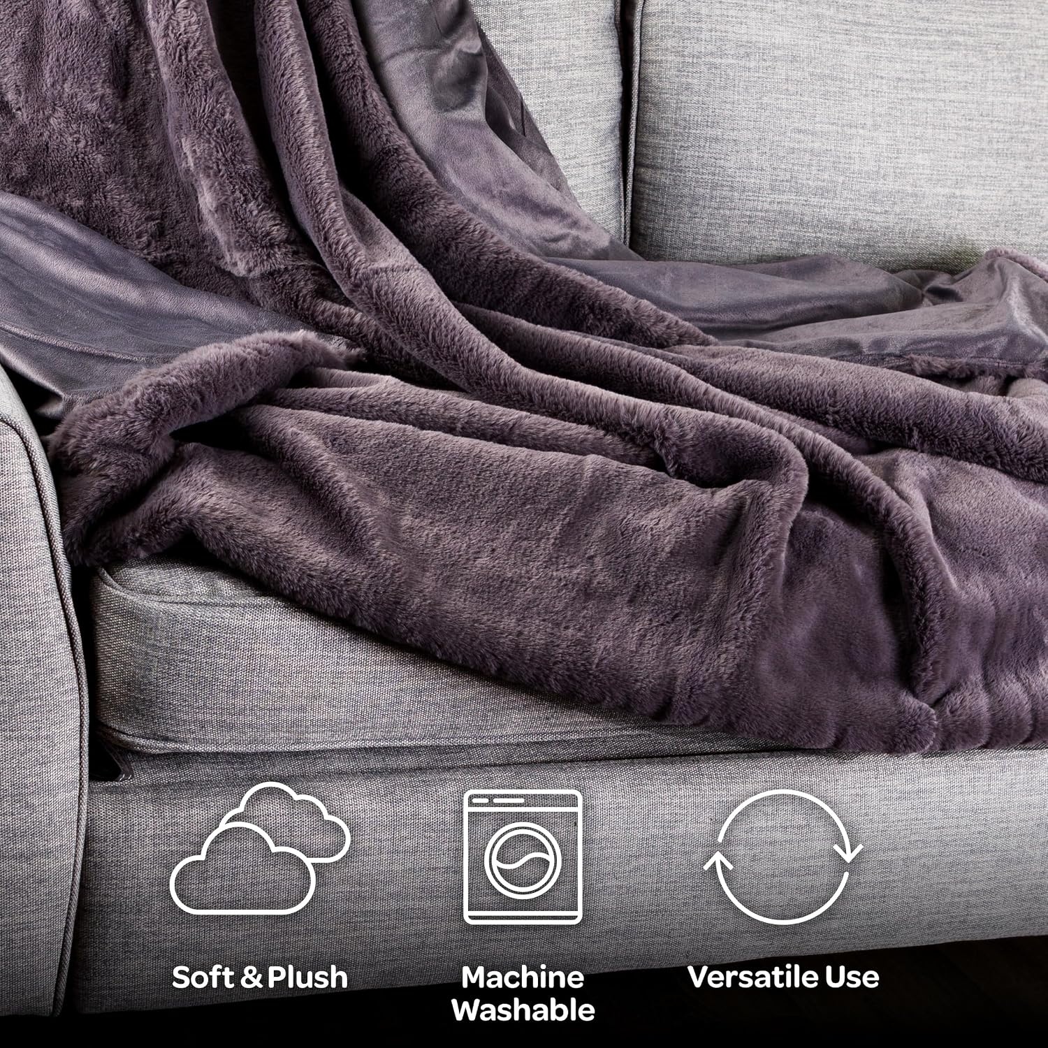image:imageLavish Home Rabbit Fur 50 x 60 CreamGrey