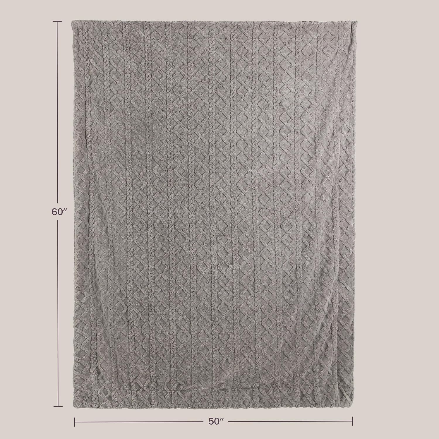 image:imageLavish Home Sherpa Fleece Throw Blanket for Couch Cream 50x 60Grey