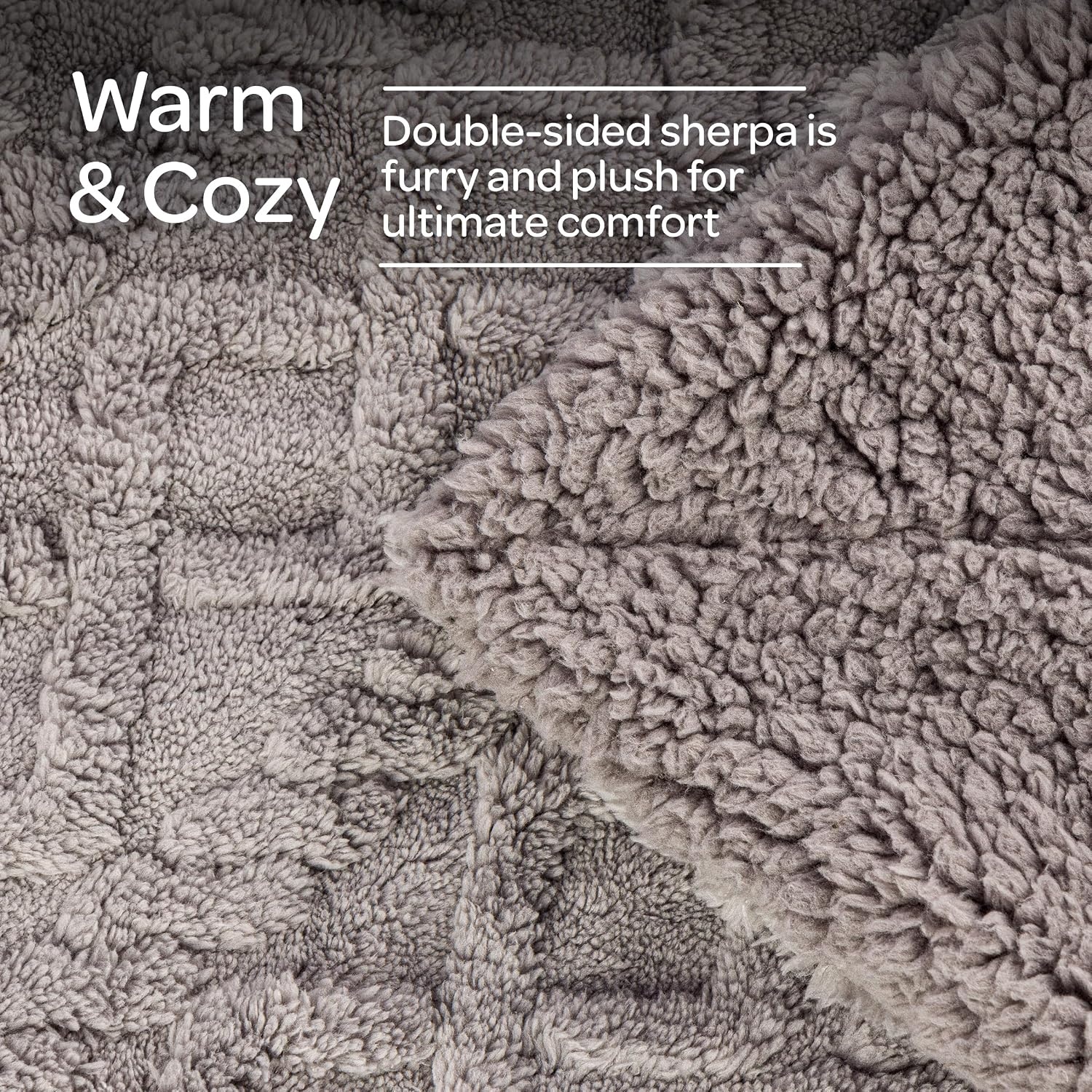 image:imageLavish Home Sherpa Fleece Throw Blanket for Couch Cream 50x 60Grey