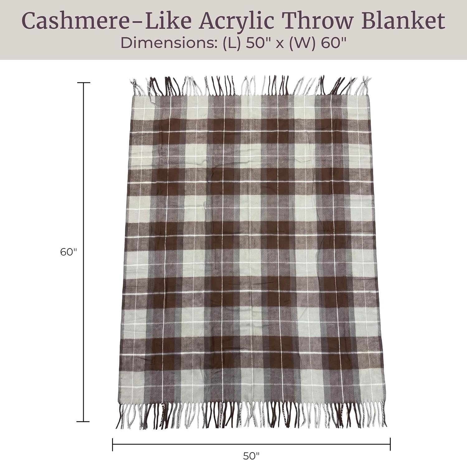 image:imageLavish Home Throw Blanket Brown Plaid 50 x 60