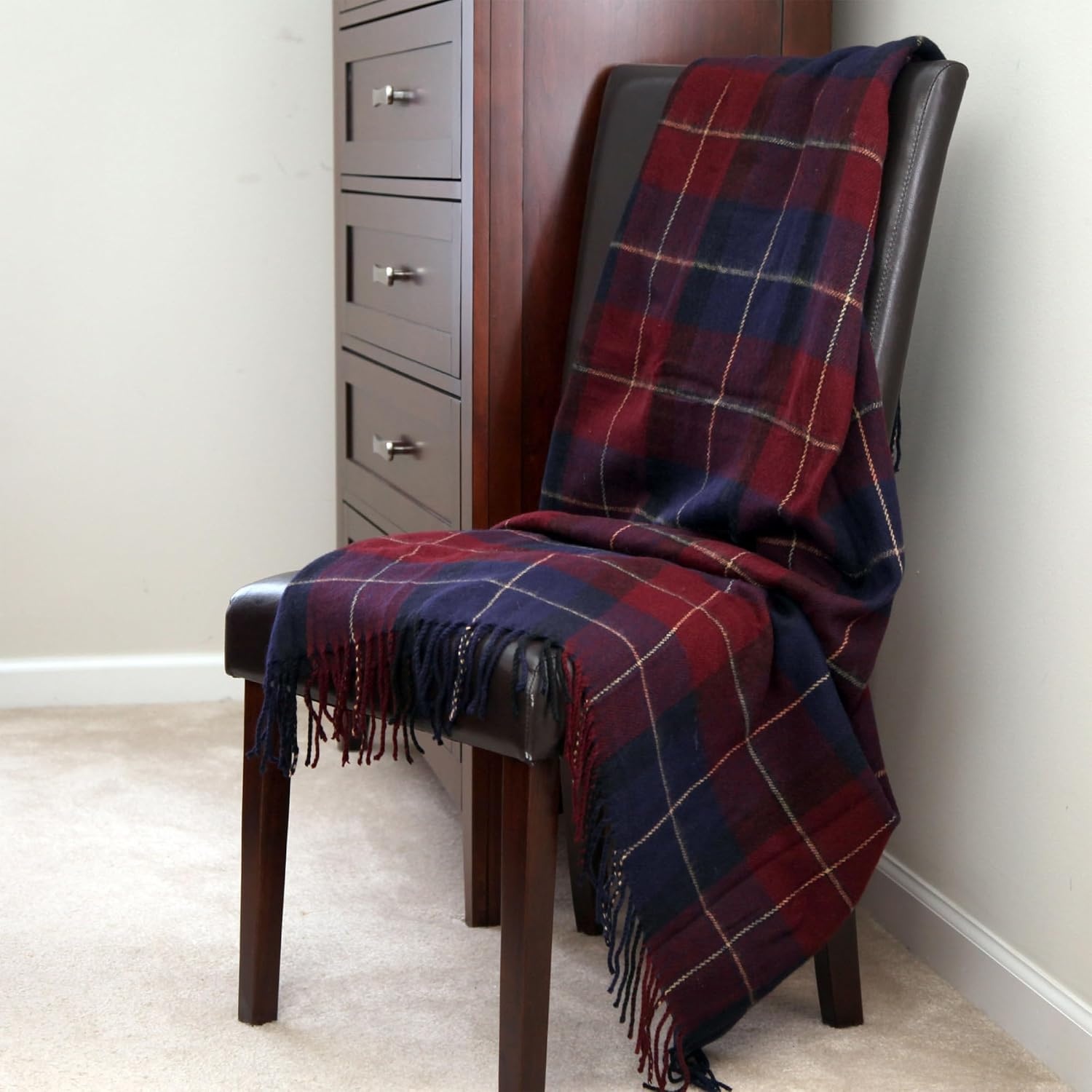image:imageLavish Home Throw Blanket Brown Plaid 50 x 60BlueRed