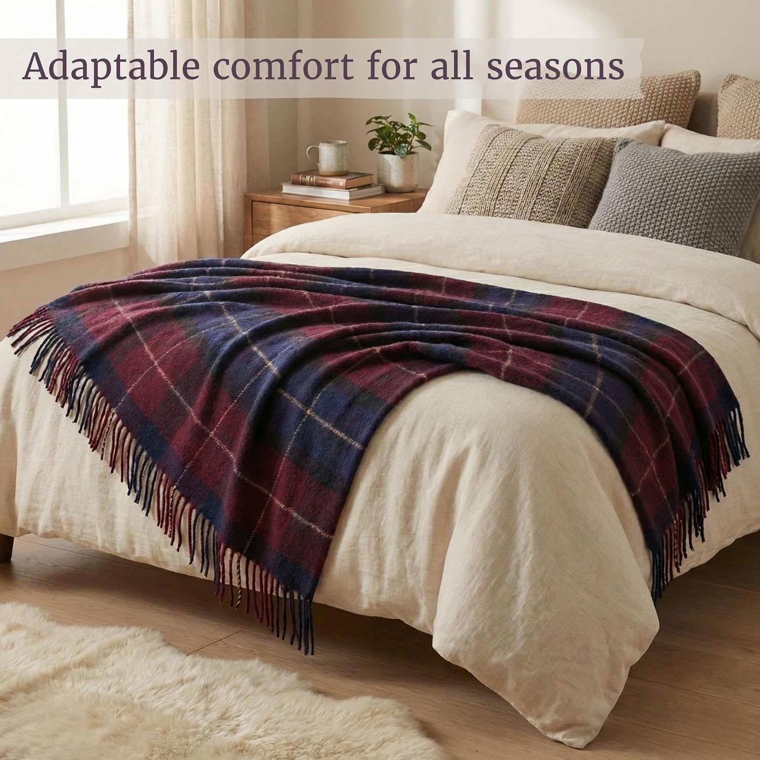 image:imageLavish Home Throw Blanket Brown Plaid 50 x 60BlueRed