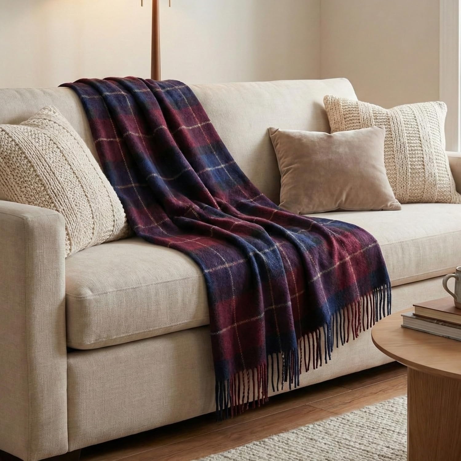 image:imageLavish Home Throw Blanket Brown Plaid 50 x 60BlueRed