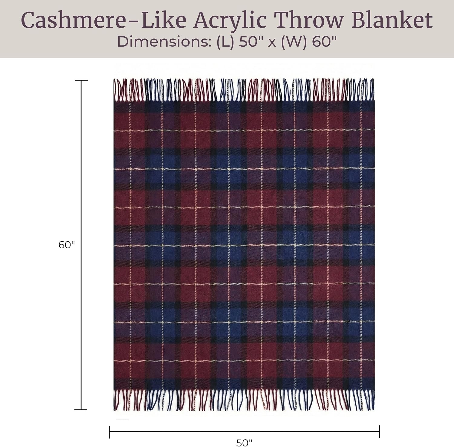 image:imageLavish Home Throw Blanket Brown Plaid 50 x 60BlueRed