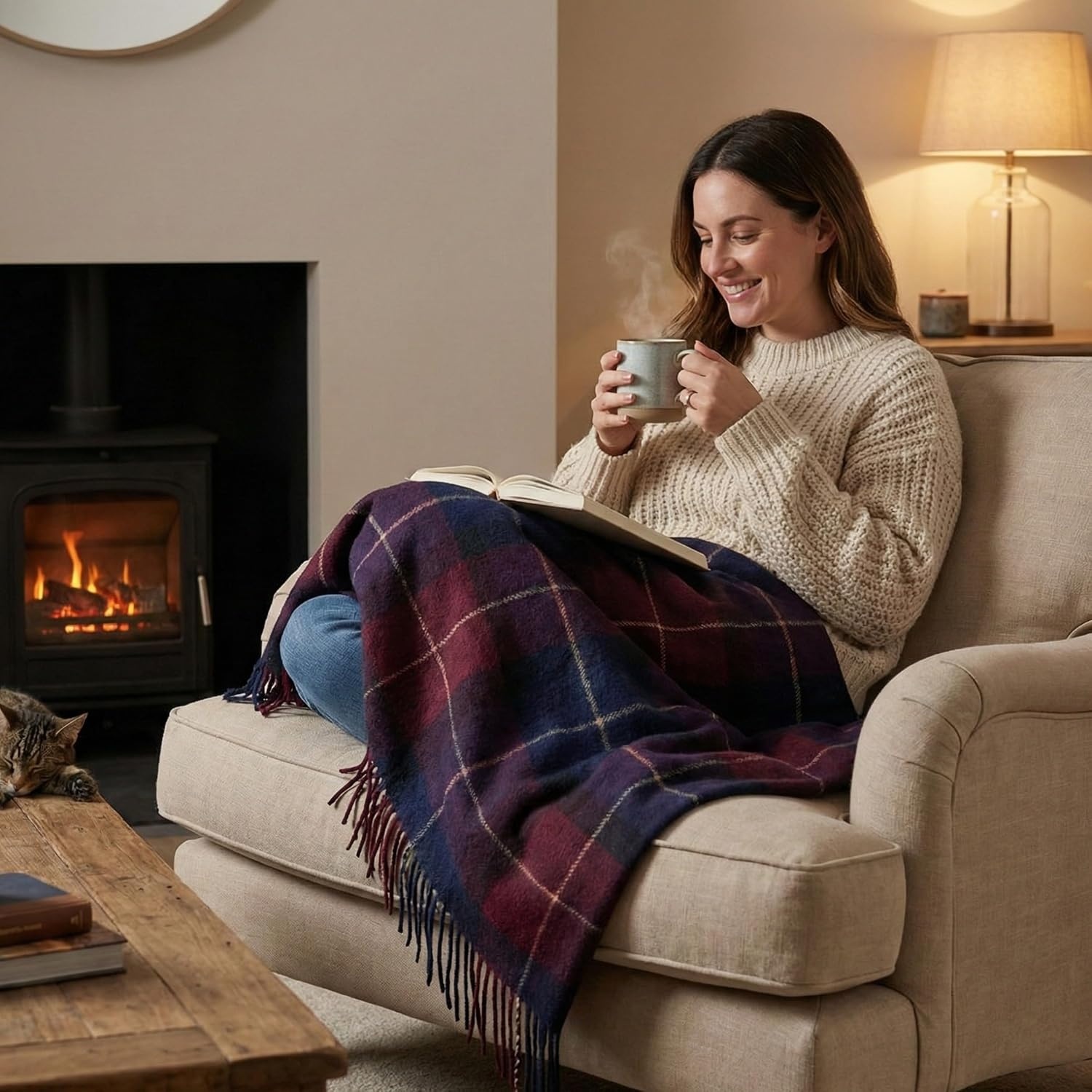 image:imageLavish Home Throw Blanket Brown Plaid 50 x 60BlueRed