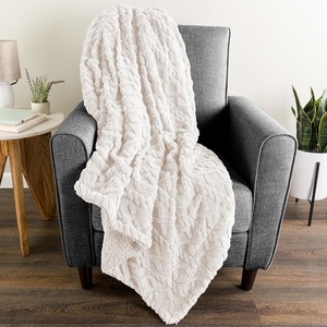 Lavish Home Sherpa Fleece Throw Blanket for Couch, Cream, 50”x 60”(Cream)