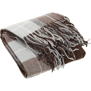 Lavish Home Throw Blanket, Brown Plaid, 50” x 60”(Brown)