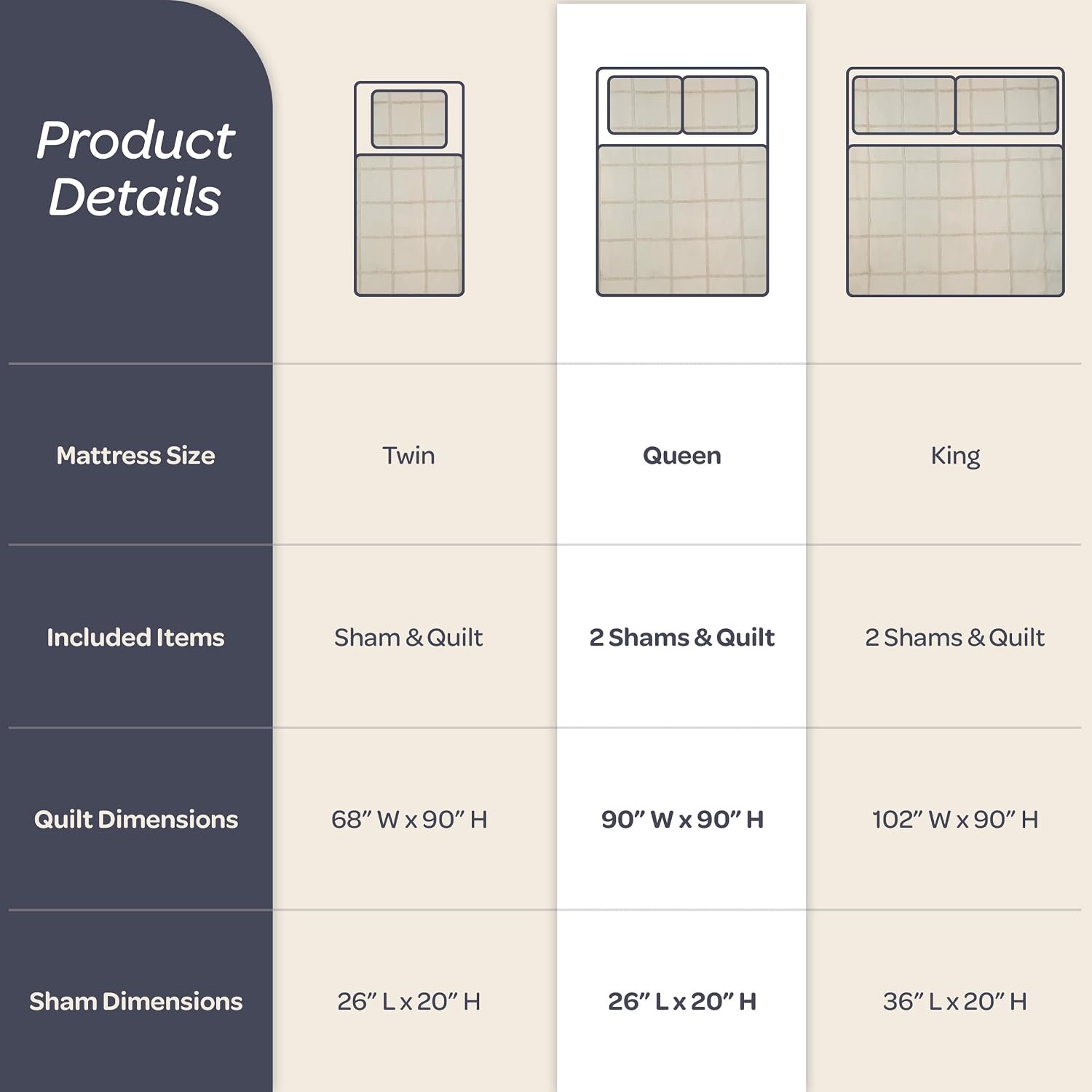 image:imageLavish Home Queen Comforter Set Beige 3PieceSet 90 x 90Beige
