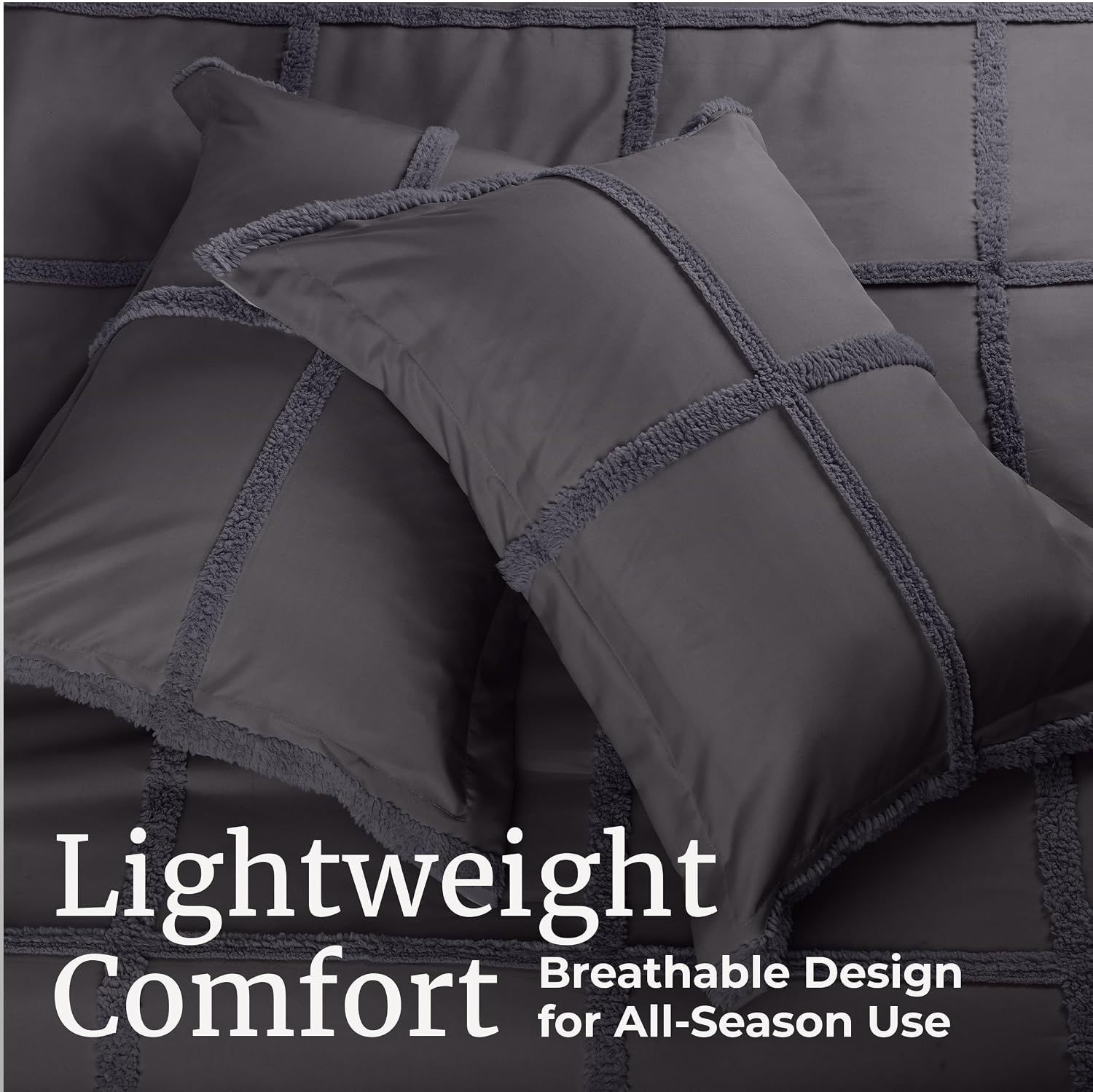 image:imageLavish Home Queen Comforter Set Beige 3PieceSet 90 x 90Gray