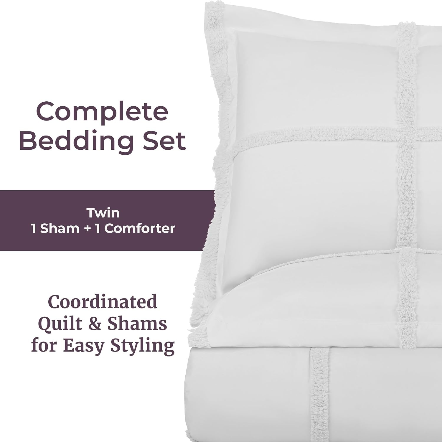 image:imageLavish Home Queen Comforter Set Beige 3PieceSet 90 x 90White