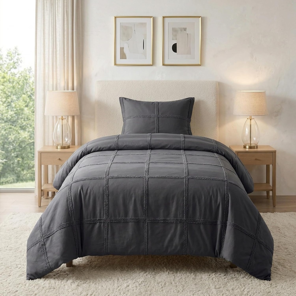 image:imageLavish Home Queen Comforter Set Beige 3PieceSet 90 x 90Grey