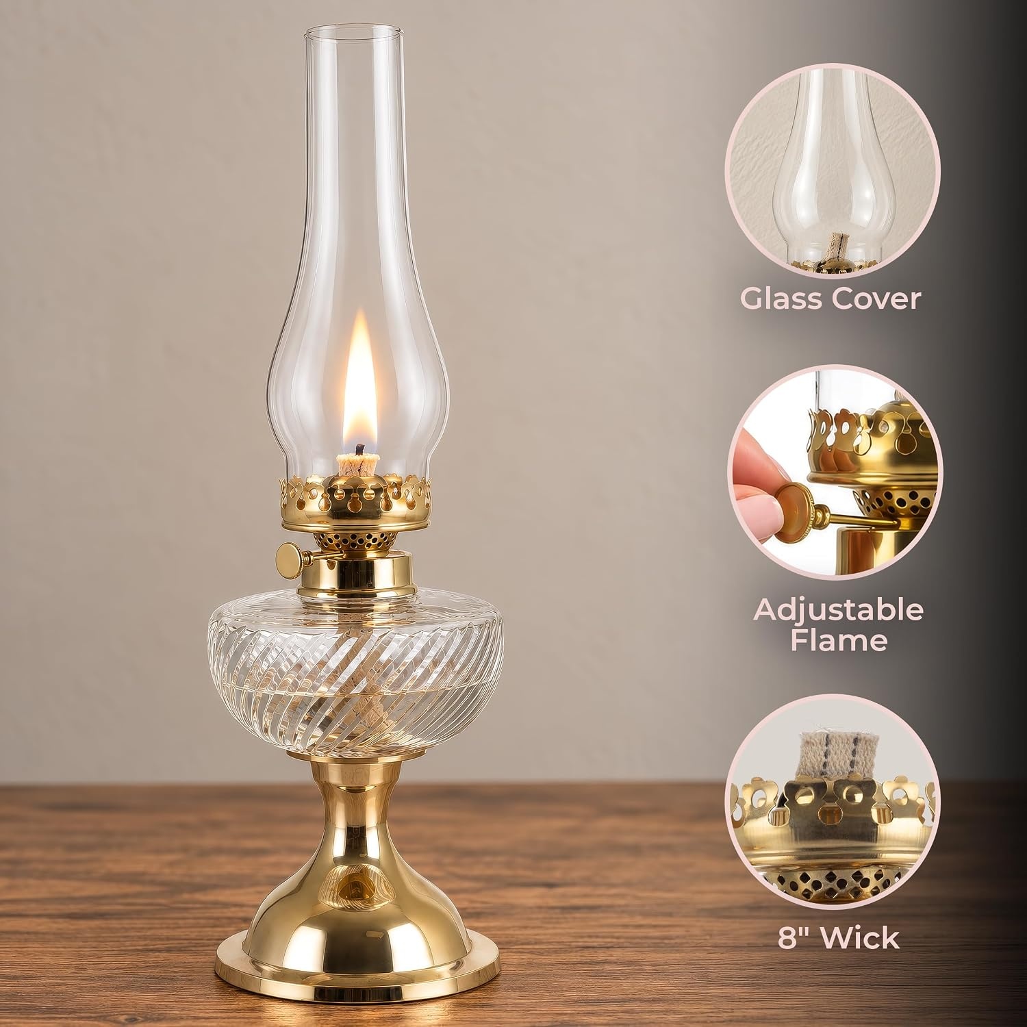image:imageLavish Home Large Oil Lamp Nickel 6 x 195Gold