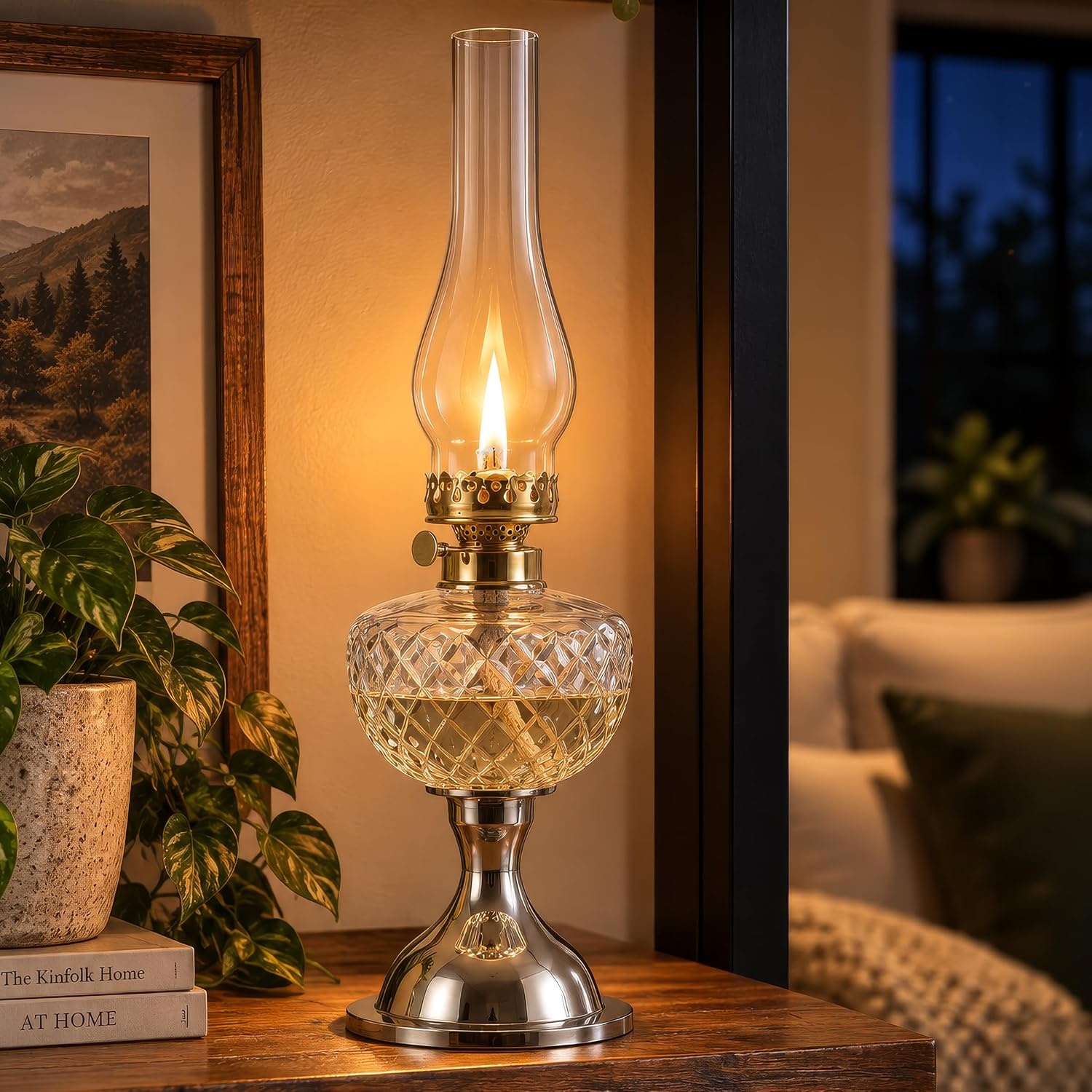 image:imageLavish Home Large Oil Lamp Nickel 6 x 195Nickel