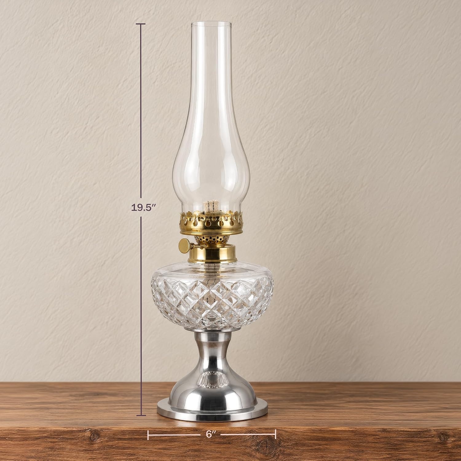 image:imageLavish Home Large Oil Lamp Nickel 6 x 195Nickel