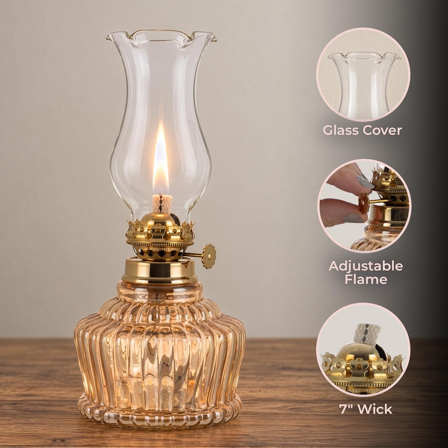 image:imageLavish Home Small Oil Lamp AmberBrass 4 x 975