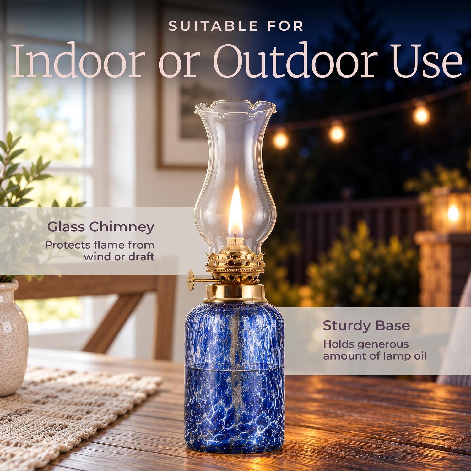 image:imageLavish Home Small Oil Lamp WhiteBrass 325 x 1075Blue