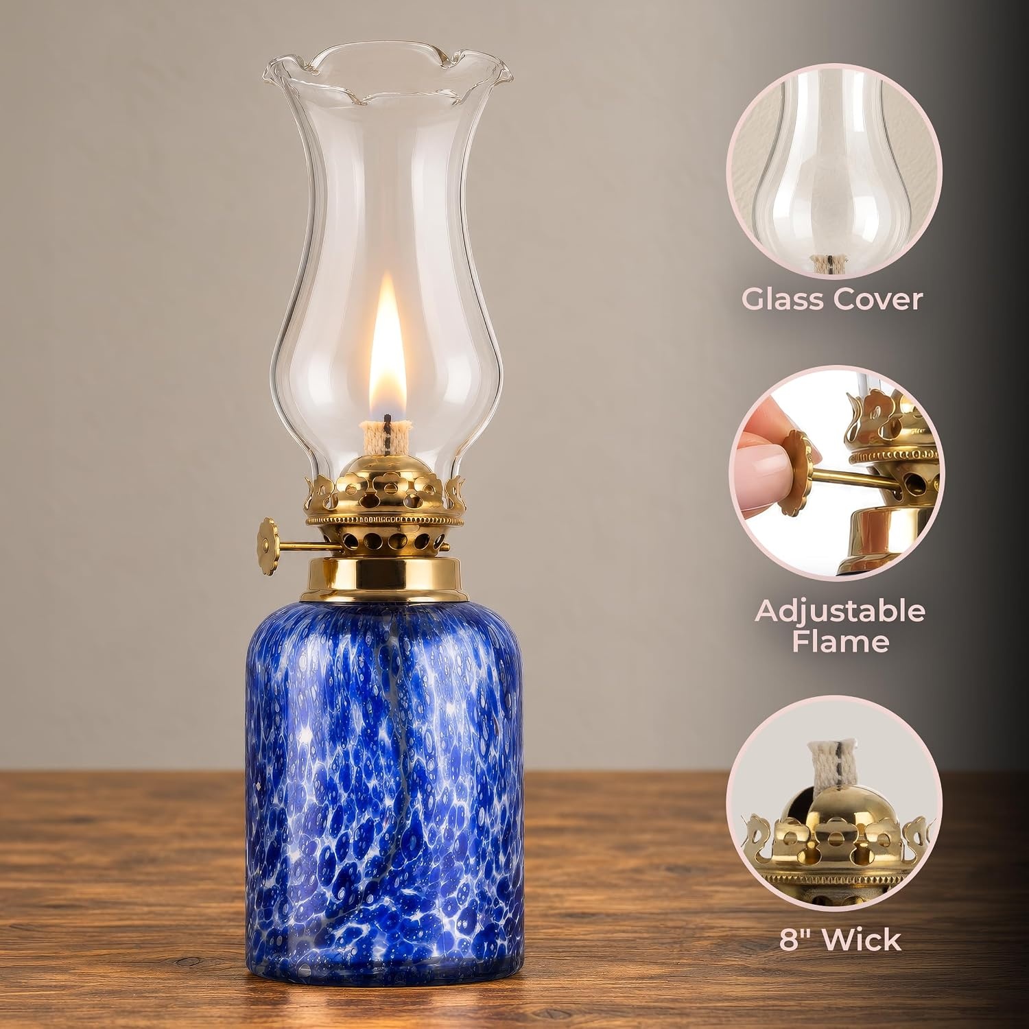 image:imageLavish Home Small Oil Lamp WhiteBrass 325 x 1075Blue