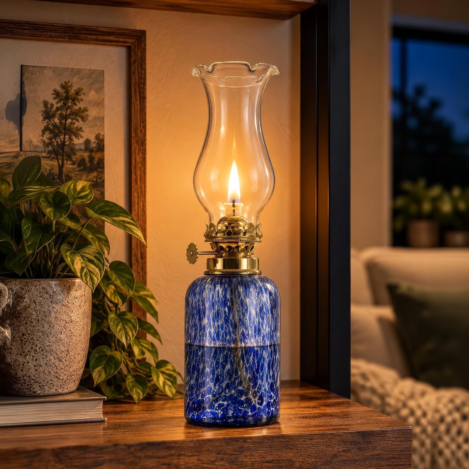 image:imageLavish Home Small Oil Lamp WhiteBrass 325 x 1075Blue