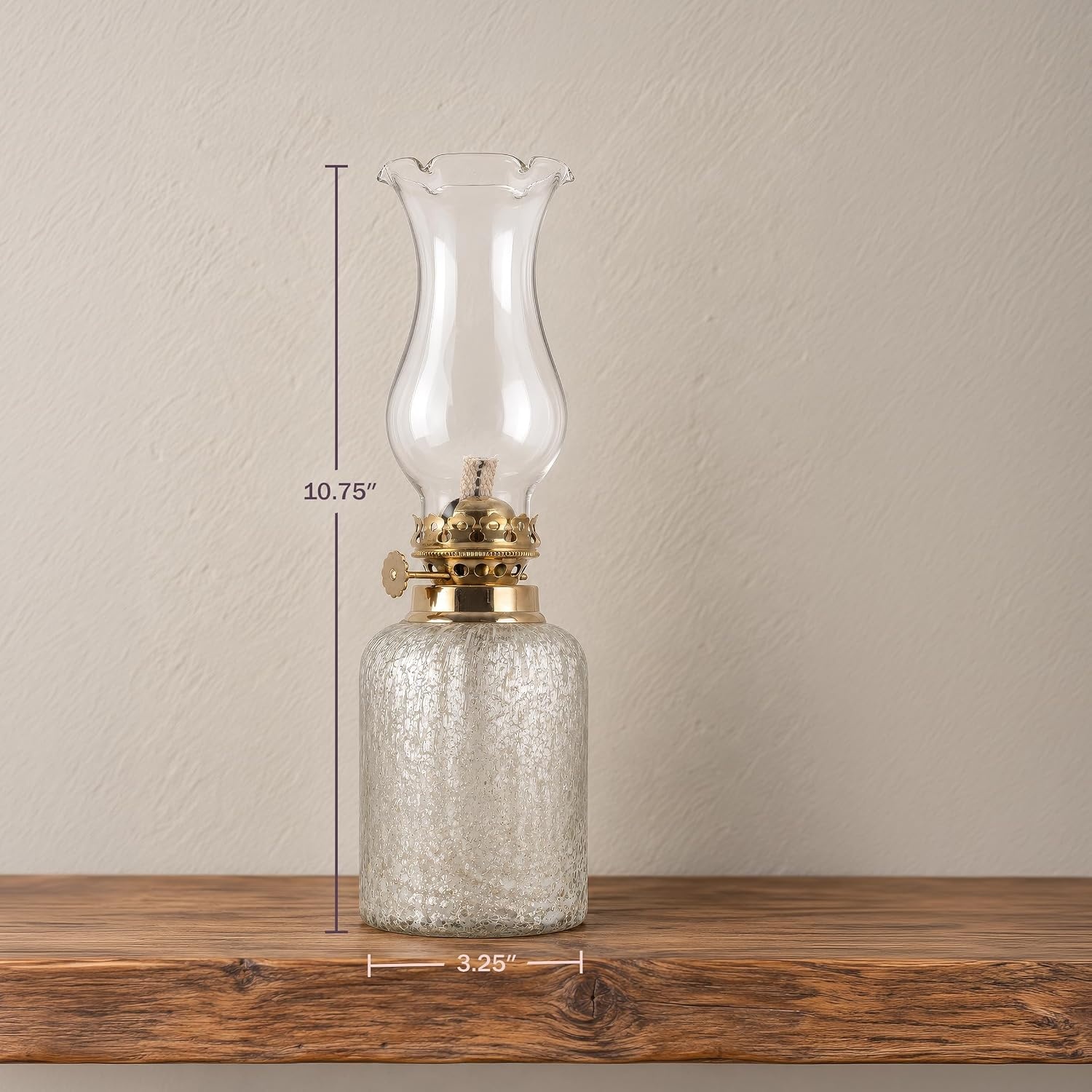 image:imageLavish Home Small Oil Lamp WhiteBrass 325 x 1075White