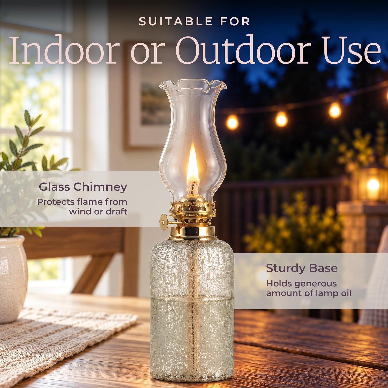 image:imageLavish Home Small Oil Lamp WhiteBrass 325 x 1075White