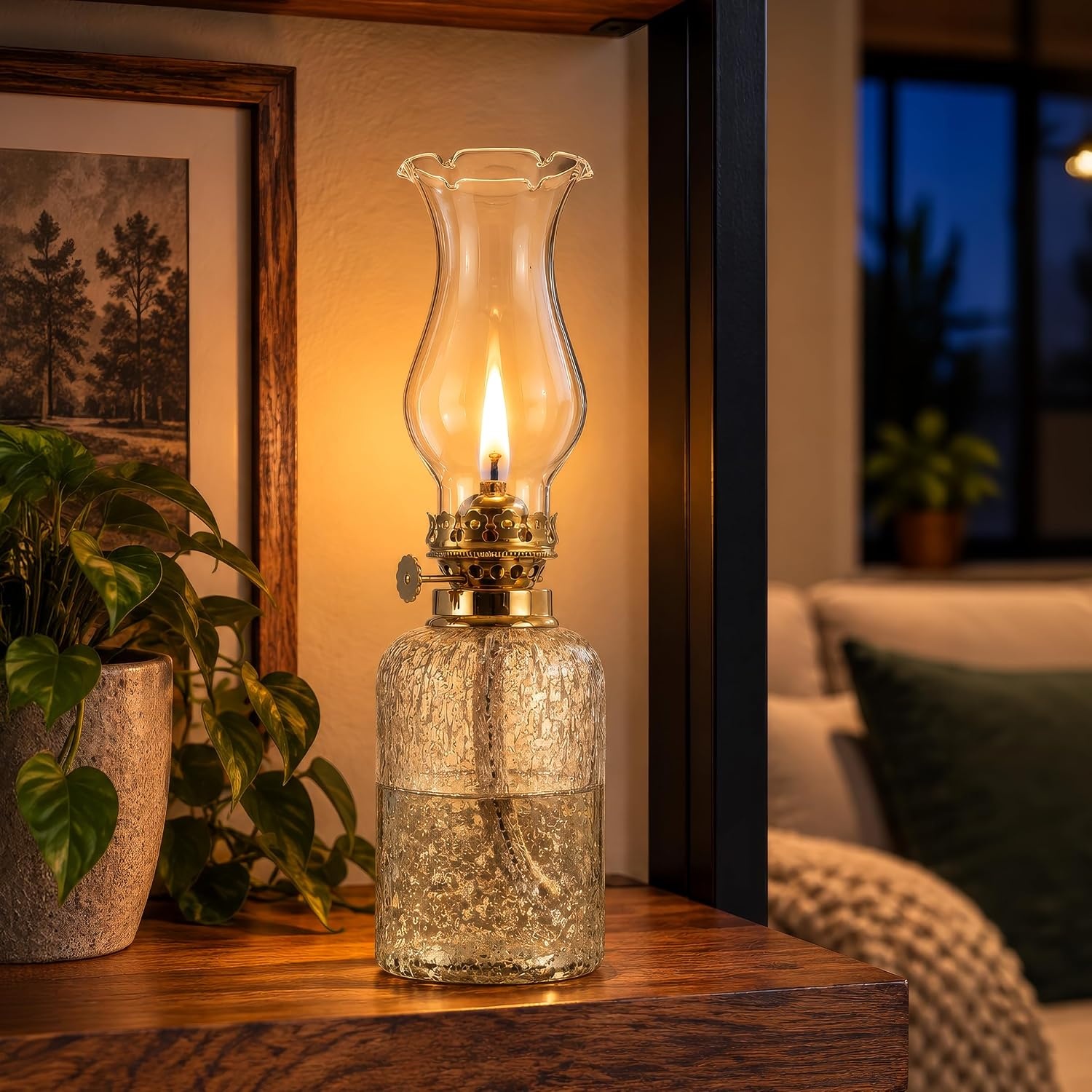 image:imageLavish Home Small Oil Lamp WhiteBrass 325 x 1075White