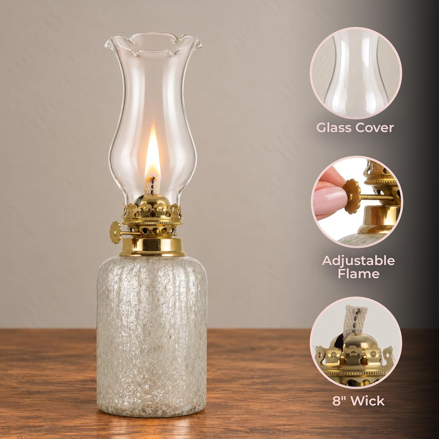 image:imageLavish Home Small Oil Lamp WhiteBrass 325 x 1075White