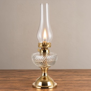 Lavish Home Large Oil Lamp, Nickel, 6” x 19.5”(Gold)