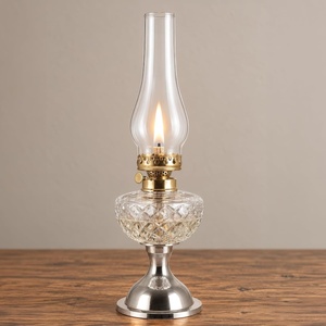 Lavish Home Large Oil Lamp, Nickel, 6” x 19.5”(Nickel)