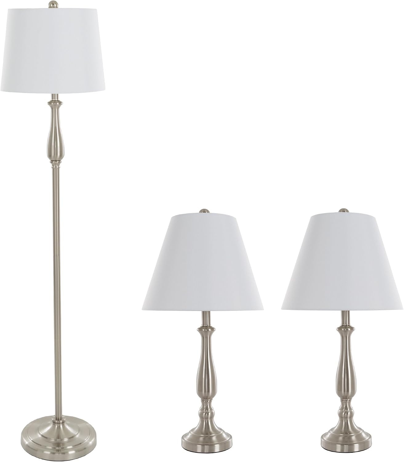 image:imageLavish Home Brushed Steel Table Lamps Silver Set of 2 13 x 255White and Brushed Steel