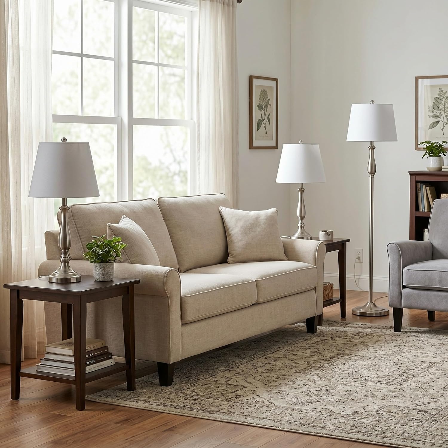 image:imageLavish Home Brushed Steel Table Lamps Silver Set of 2 13 x 255White and Brushed Steel