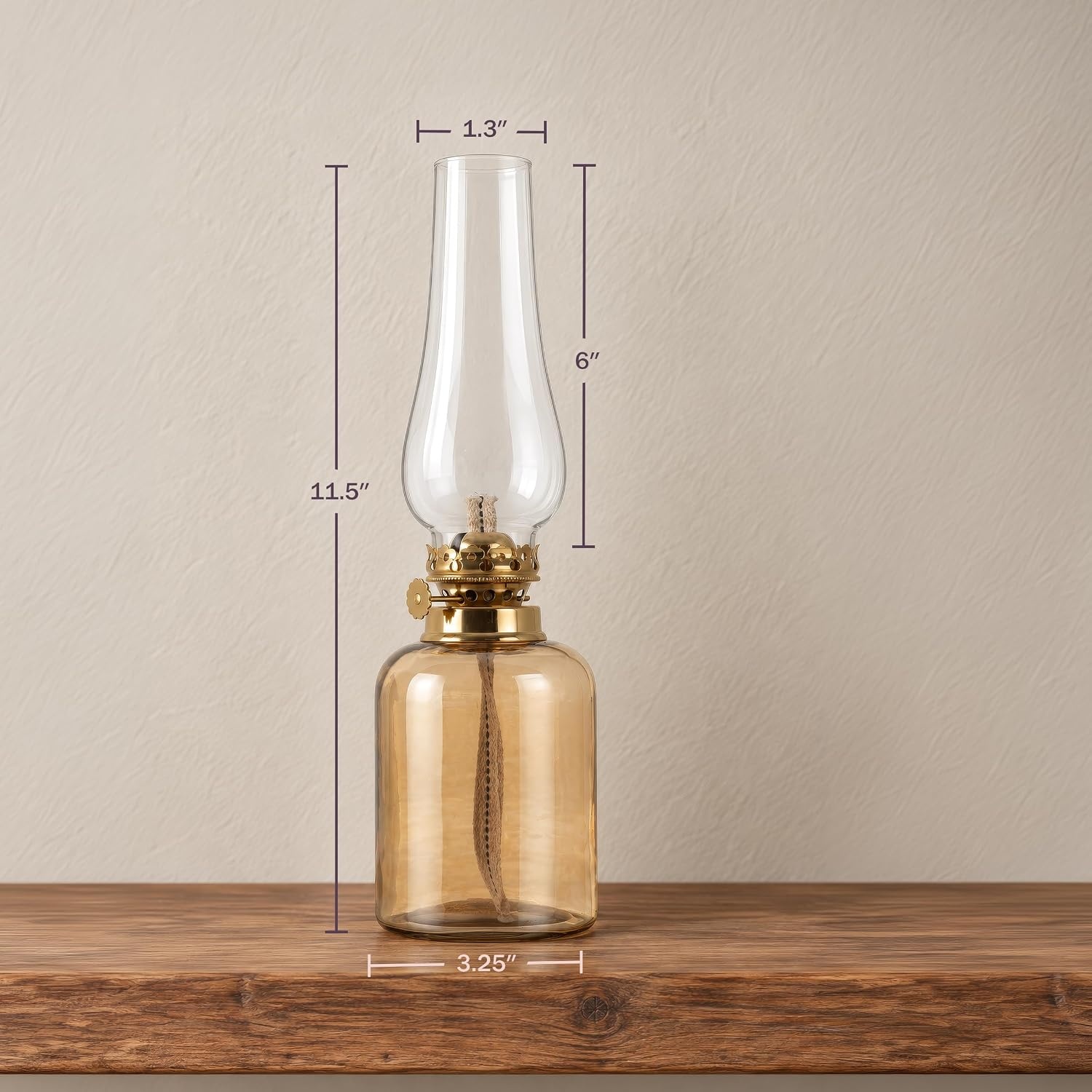 image:imageLavish Home Small Oil Lamp AmberBrass 325 x 115Amber