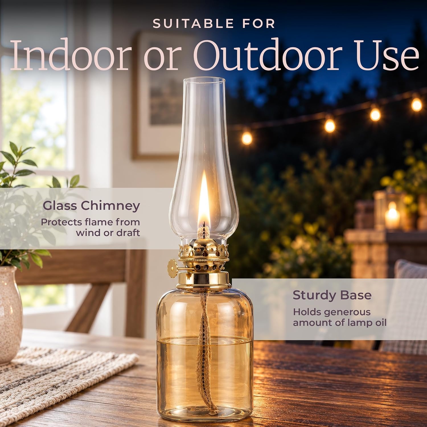 image:imageLavish Home Small Oil Lamp AmberBrass 325 x 115Amber