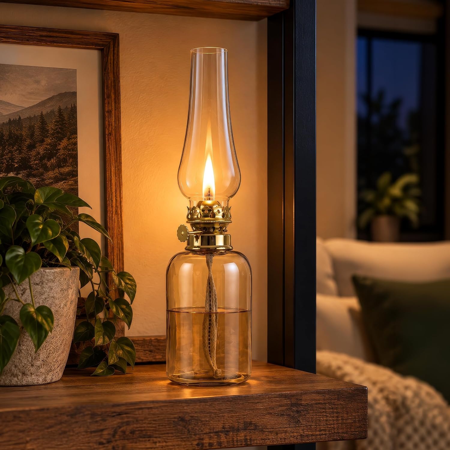 image:imageLavish Home Small Oil Lamp AmberBrass 325 x 115Amber